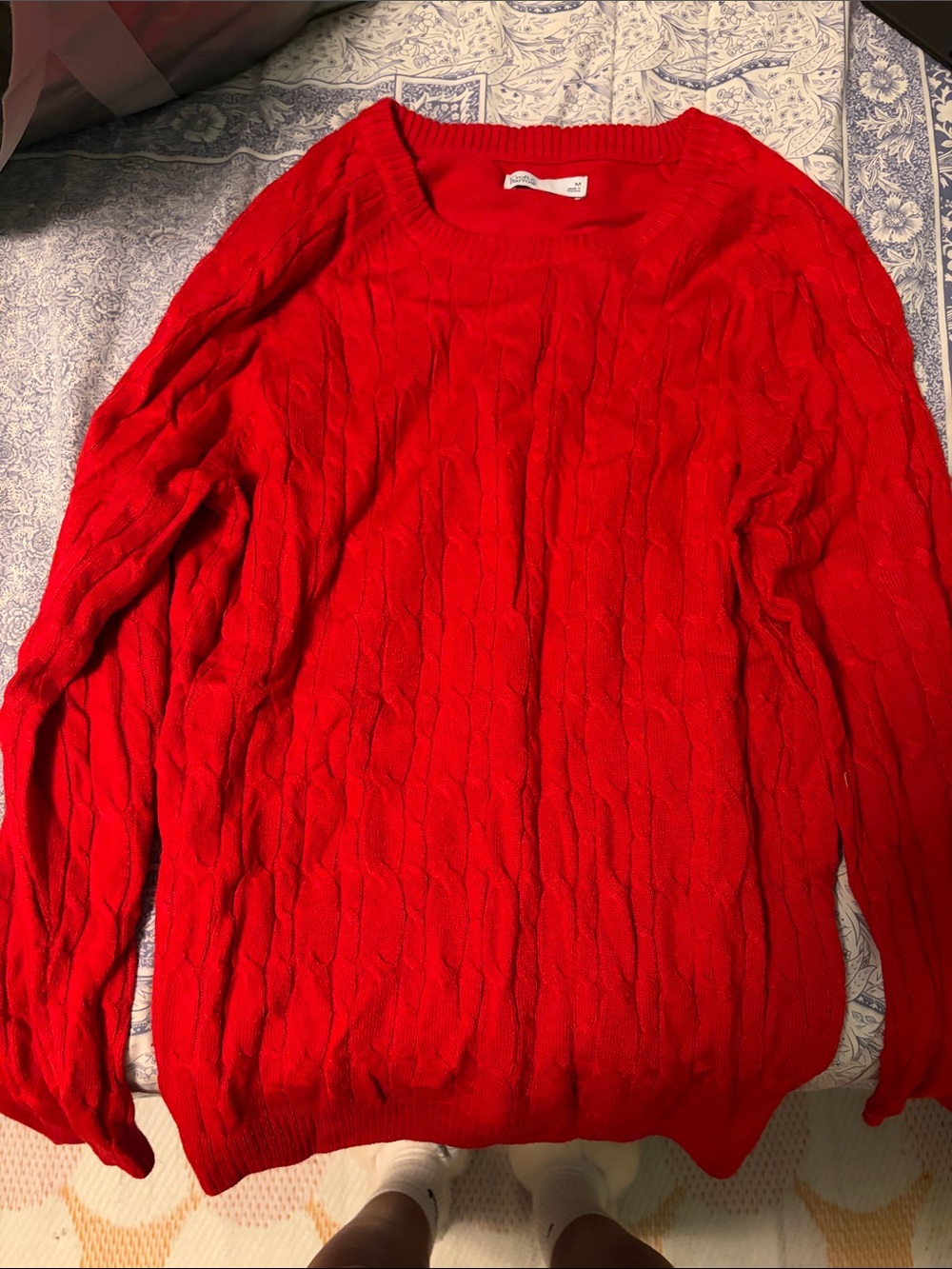 Amazon Women’s Cable Knit Crewneck Sweater - Red